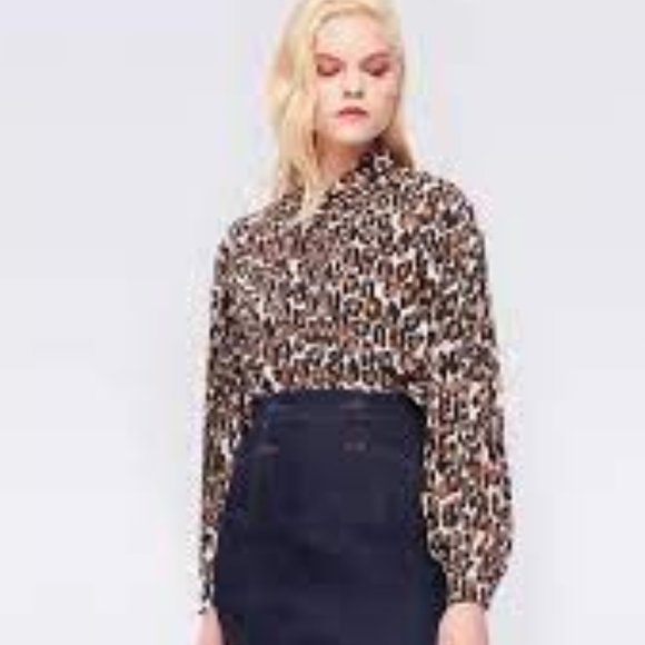 Diane von Furstenberg DVF Keeva camo leopard orchid blouse top size S - Picture 2 of 5